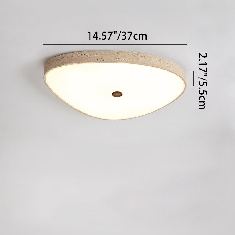 Traditional Vintage Travertine Reinforced Glass Triangle LED Flush Mount Ceiling Light For Bedroom