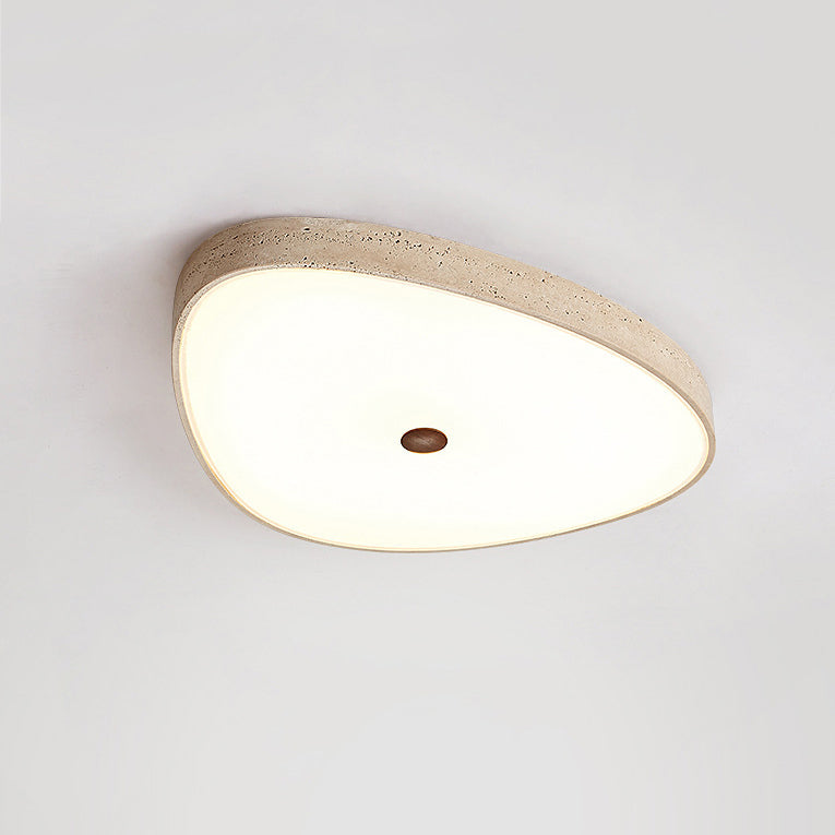 Traditional Vintage Travertine Reinforced Glass Triangle LED Flush Mount Ceiling Light For Bedroom