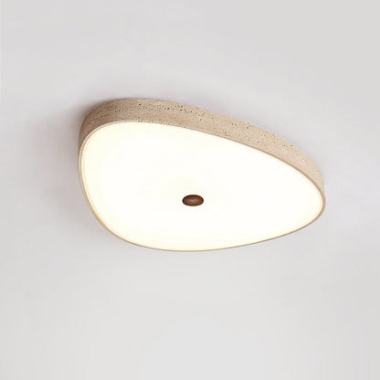 Traditional Vintage Travertine Reinforced Glass Triangle LED Flush Mount Ceiling Light For Bedroom