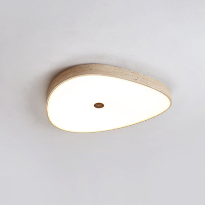 Traditional Vintage Travertine Reinforced Glass Triangle LED Flush Mount Ceiling Light For Bedroom