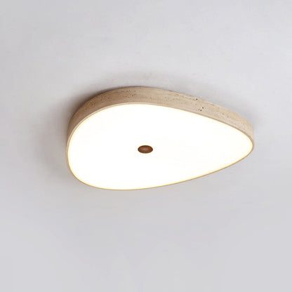 Traditional Vintage Travertine Reinforced Glass Triangle LED Flush Mount Ceiling Light For Bedroom