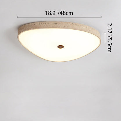 Traditional Vintage Travertine Reinforced Glass Triangle LED Flush Mount Ceiling Light For Bedroom