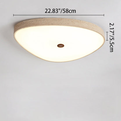 Traditional Vintage Travertine Reinforced Glass Triangle LED Flush Mount Ceiling Light For Bedroom