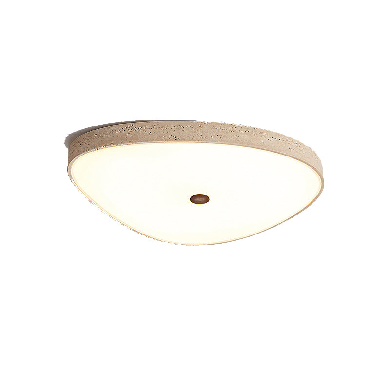 Traditional Vintage Travertine Reinforced Glass Triangle LED Flush Mount Ceiling Light For Bedroom