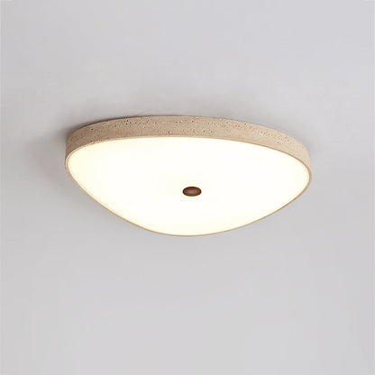 Traditional Vintage Travertine Reinforced Glass Triangle LED Flush Mount Ceiling Light For Bedroom
