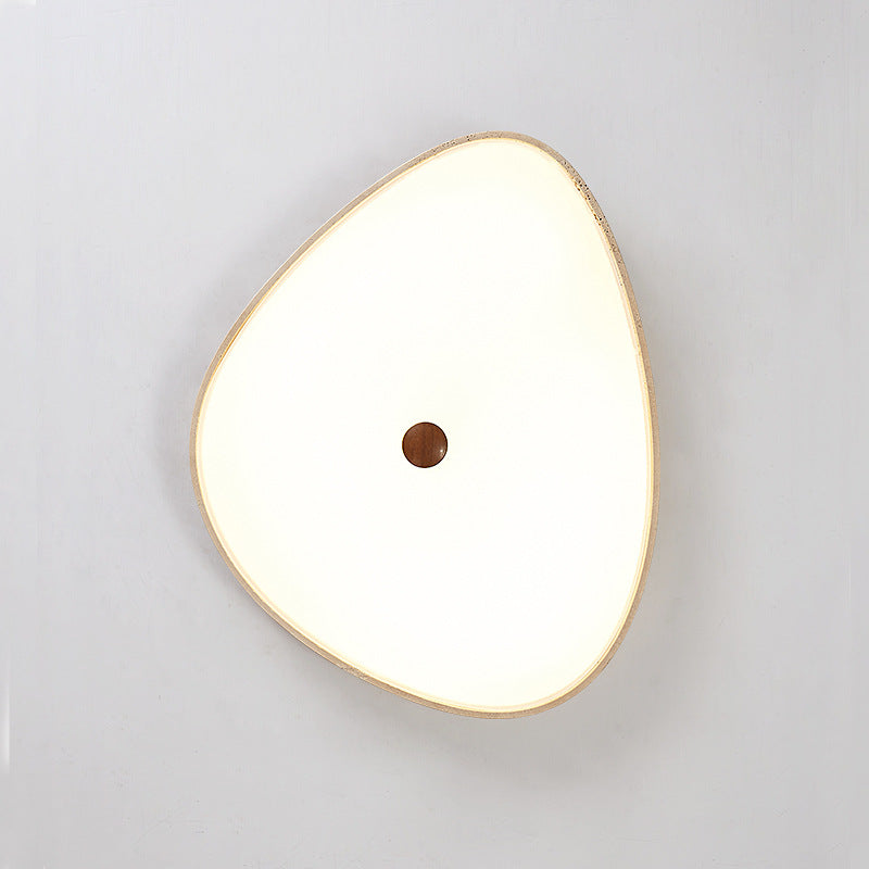 Traditional Vintage Travertine Reinforced Glass Triangle LED Flush Mount Ceiling Light For Bedroom