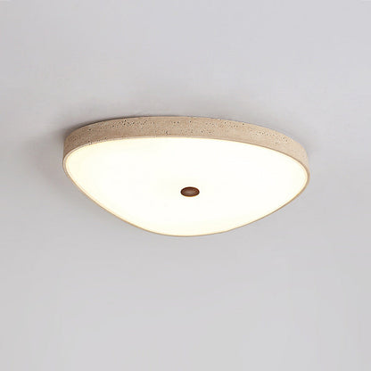 Traditional Vintage Travertine Reinforced Glass Triangle LED Flush Mount Ceiling Light For Bedroom