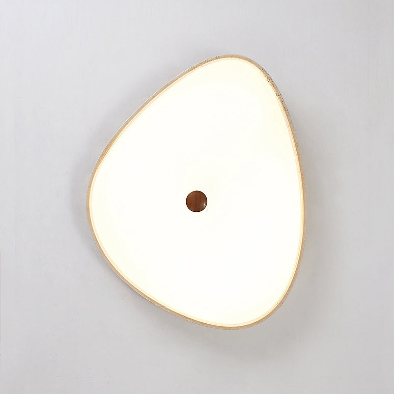 Traditional Vintage Travertine Reinforced Glass Triangle LED Flush Mount Ceiling Light For Bedroom