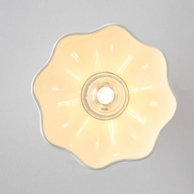 Traditional French Resin Hardware Floral 1-Light Semi-Flush Mount Ceiling Light For Hallway