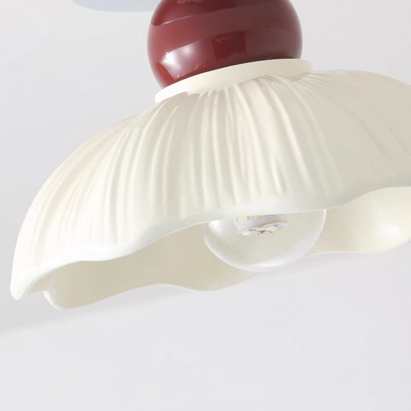 Traditional French Resin Hardware Floral 1-Light Semi-Flush Mount Ceiling Light For Hallway