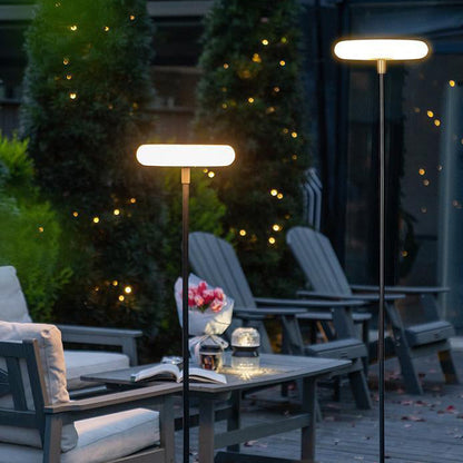 Modern Simplicity Solar Rechargeable Waterproof Round Aluminum PE LED Standing Floor Lamp Outdoor Light For Garden