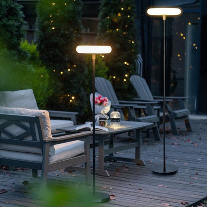 Modern Simplicity Solar Rechargeable Waterproof Round Aluminum PE LED Standing Floor Lamp Outdoor Light For Garden