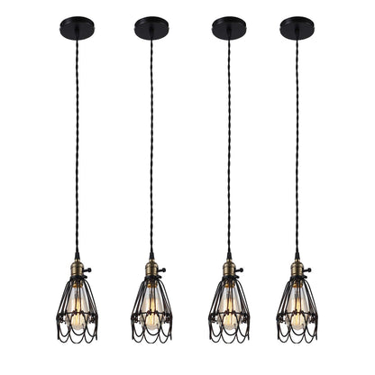 Contemporary Industrial Iron Cage Flower 1-Light Pendant Light For Dining Room