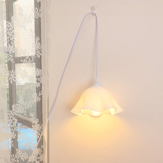 Traditional French USB Floral Acrylic Hanging 1-Light Wall Sconce Lamp Night Light For Bedroom
