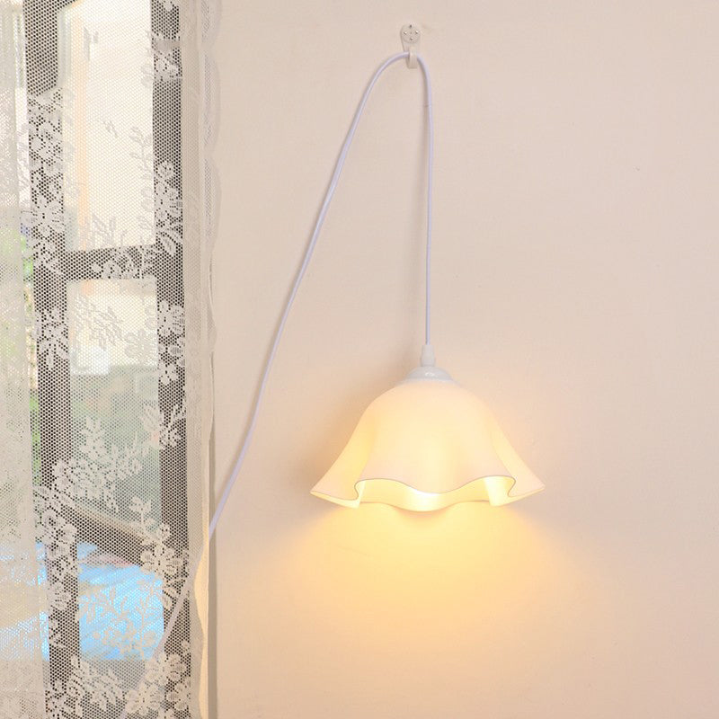 Traditional French USB Floral Acrylic Hanging 1-Light Wall Sconce Lamp Night Light For Bedroom