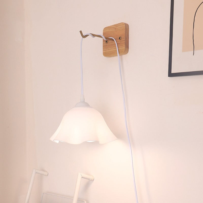 Traditional French USB Floral Acrylic Hanging 1-Light Wall Sconce Lamp Night Light For Bedroom