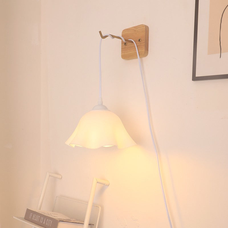 Traditional French USB Floral Acrylic Hanging 1-Light Wall Sconce Lamp Night Light For Bedroom