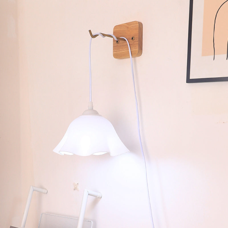 Traditional French USB Floral Acrylic Hanging 1-Light Wall Sconce Lamp Night Light For Bedroom