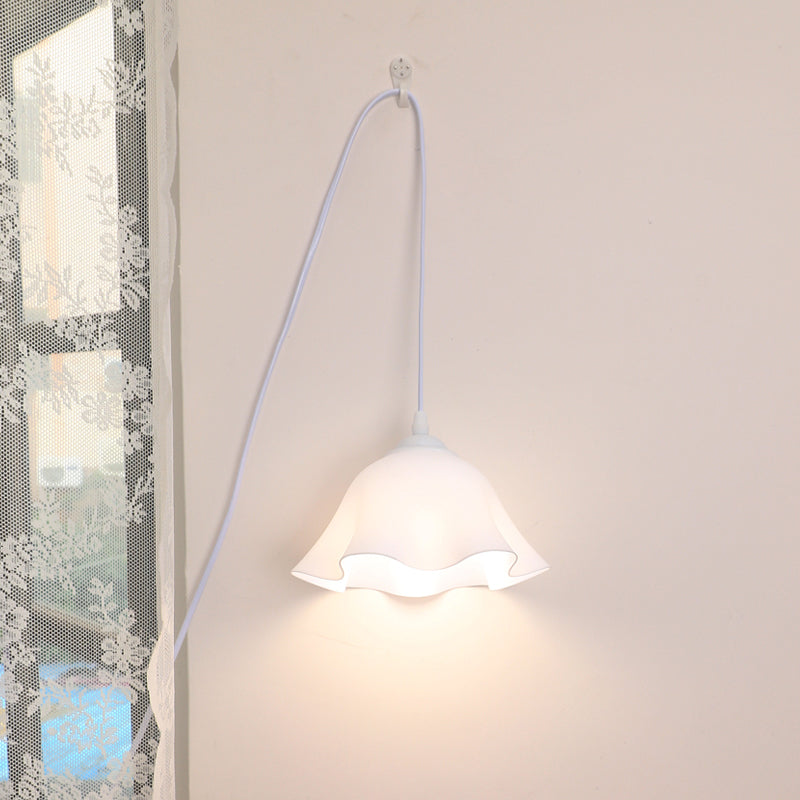 Traditional French USB Floral Acrylic Hanging 1-Light Wall Sconce Lamp Night Light For Bedroom