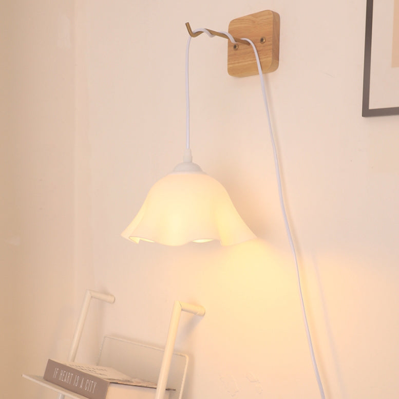 Traditional French USB Floral Acrylic Hanging 1-Light Wall Sconce Lamp Night Light For Bedroom