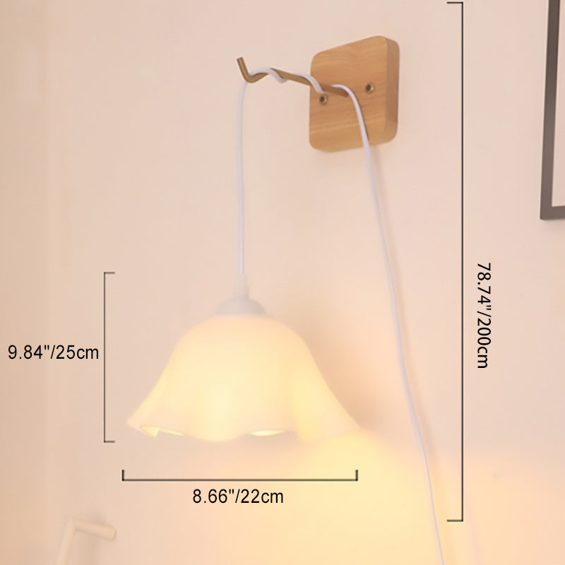 Traditional French USB Floral Acrylic Hanging 1-Light Wall Sconce Lamp Night Light For Bedroom