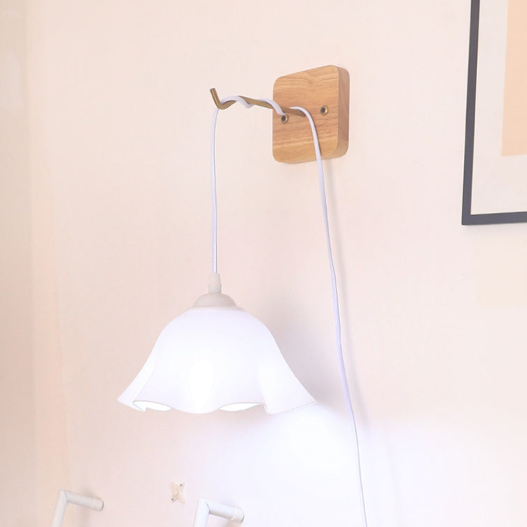 Traditional French USB Floral Acrylic Hanging 1-Light Wall Sconce Lamp Night Light For Bedroom