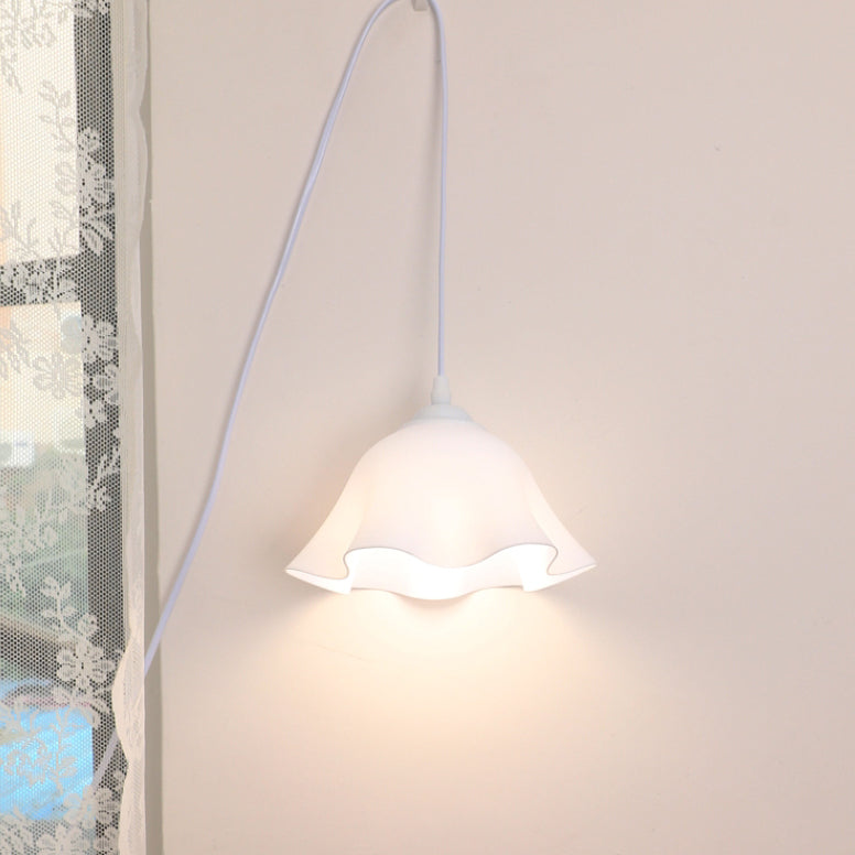 Traditional French USB Floral Acrylic Hanging 1-Light Wall Sconce Lamp Night Light For Bedroom