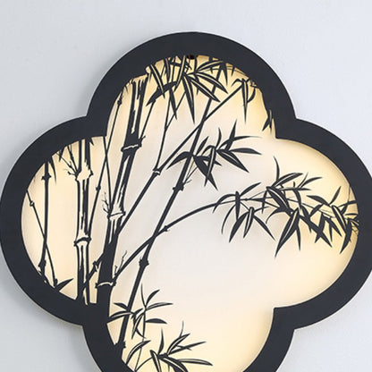 Traditional Chinese Solar Waterproof Bamboo Leaf Iron Acrylic LED Wall Sconce Lamp For Outdoor Patio