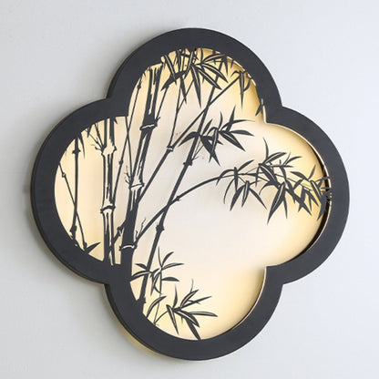 Traditional Chinese Solar Waterproof Bamboo Leaf Iron Acrylic LED Wall Sconce Lamp For Outdoor Patio