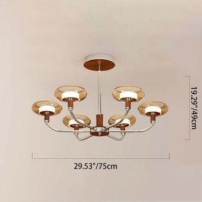 Contemporary Retro Hardware Glass Aluminum Round LED Chandeliers For Living Room