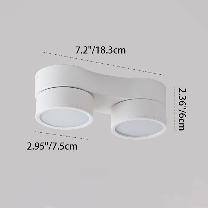 Modern Minimalist Round Hardware Glass Aluminum PC Adjustable Spotlight LED Semi-Flush Mount Ceiling Light For Living Room