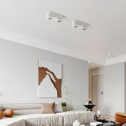 Modern Minimalist Round Hardware Glass Aluminum PC Adjustable Spotlight LED Semi-Flush Mount Ceiling Light For Living Room