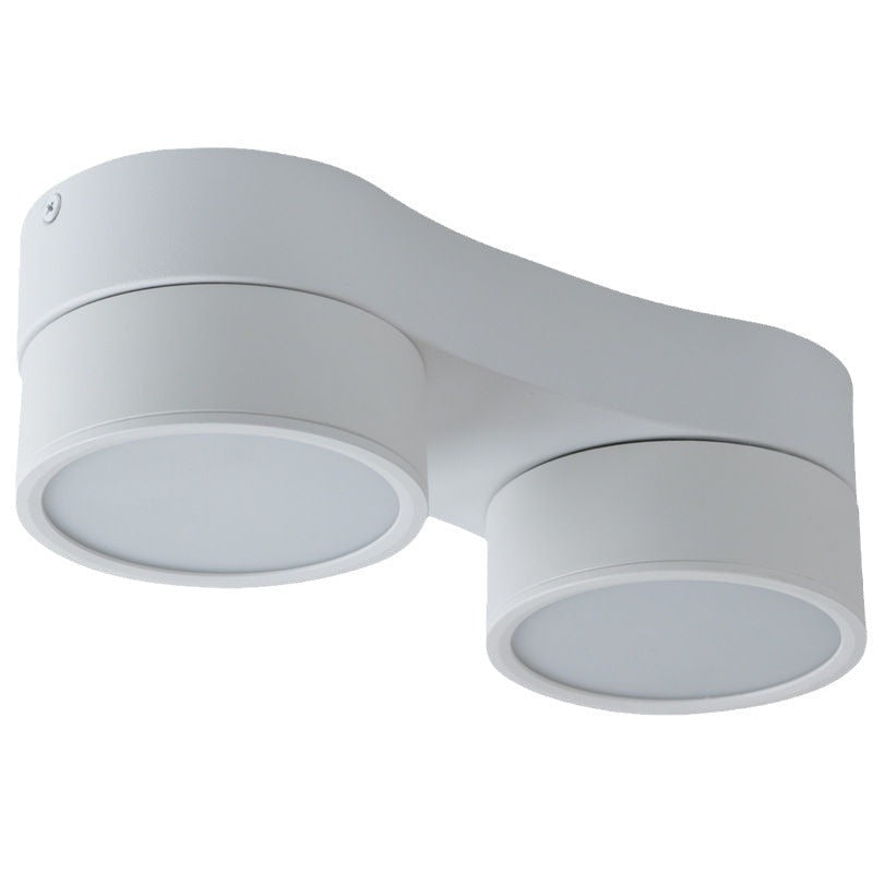 Modern Minimalist Round Hardware Glass Aluminum PC Adjustable Spotlight LED Semi-Flush Mount Ceiling Light For Living Room