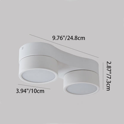 Modern Minimalist Round Hardware Glass Aluminum PC Adjustable Spotlight LED Semi-Flush Mount Ceiling Light For Living Room