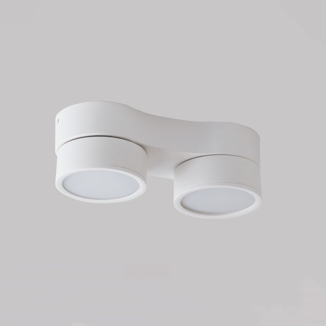 Modern Minimalist Round Hardware Glass Aluminum PC Adjustable Spotlight LED Semi-Flush Mount Ceiling Light For Living Room