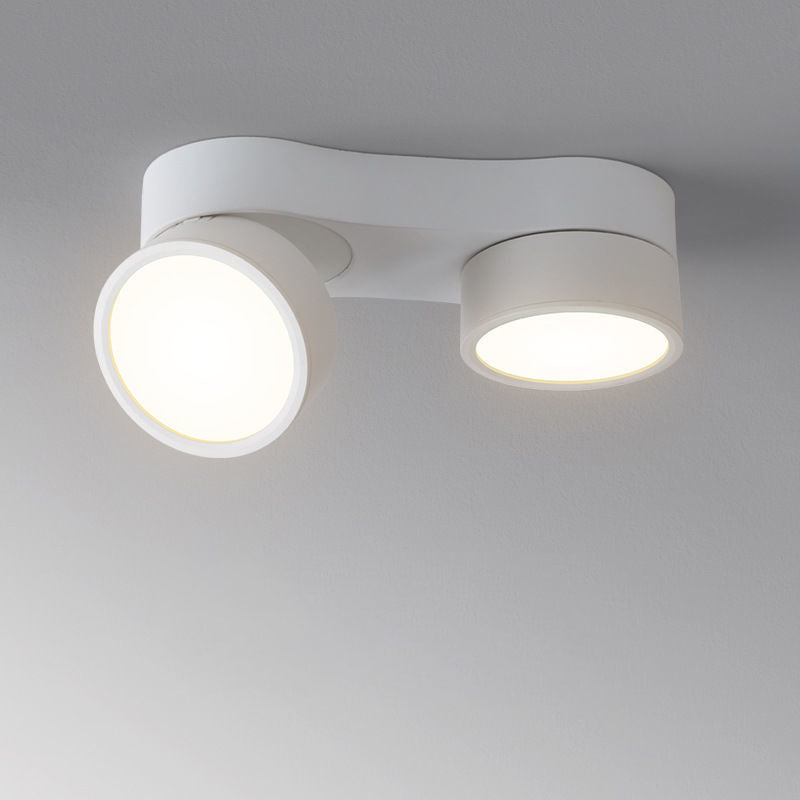 Modern Minimalist Round Hardware Glass Aluminum PC Adjustable Spotlight LED Semi-Flush Mount Ceiling Light For Living Room