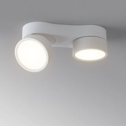 Modern Minimalist Round Hardware Glass Aluminum PC Adjustable Spotlight LED Semi-Flush Mount Ceiling Light For Living Room