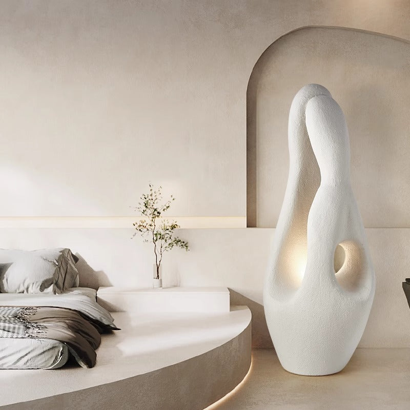 Contemporary Creative Polystyrene Irregular Statue 1-Light Standing Floor Lamp For Living Room