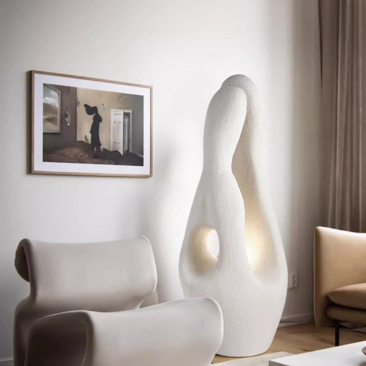 Contemporary Creative Polystyrene Irregular Statue 1-Light Standing Floor Lamp For Living Room