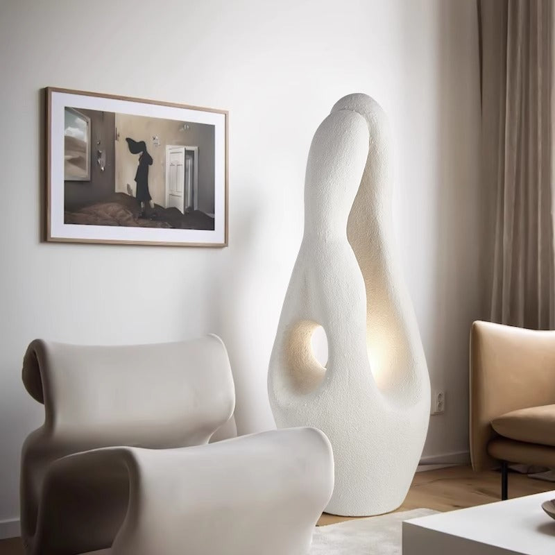 Contemporary Creative Polystyrene Irregular Statue 1-Light Standing Floor Lamp For Living Room