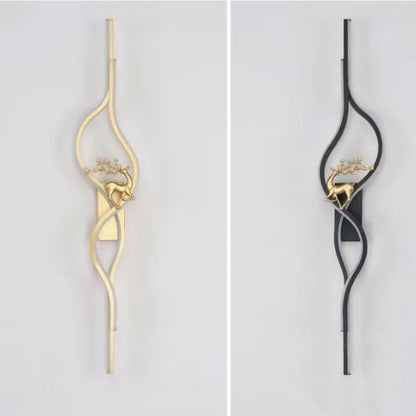 Contemporary Nordic Aluminum Zinc Alloy Iron Silica Strip Deer Grille LED Wall Sconce Lamp For Living Room