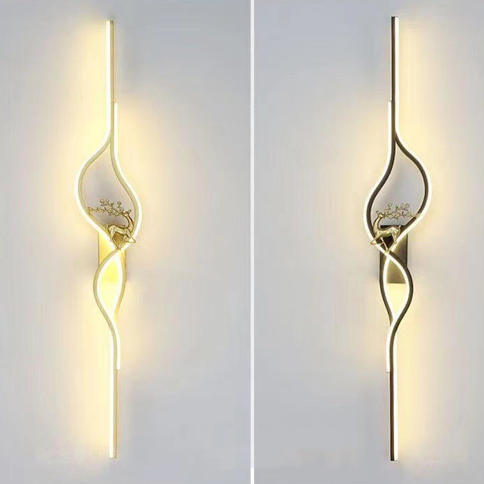 Contemporary Nordic Aluminum Zinc Alloy Iron Silica Strip Deer Grille LED Wall Sconce Lamp For Living Room