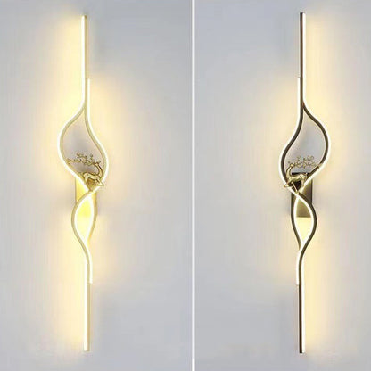 Contemporary Nordic Aluminum Zinc Alloy Iron Silica Strip Deer Grille LED Wall Sconce Lamp For Living Room