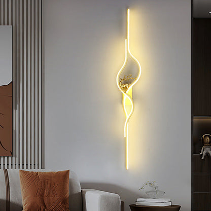 Contemporary Nordic Aluminum Zinc Alloy Iron Silica Strip Deer Grille LED Wall Sconce Lamp For Living Room