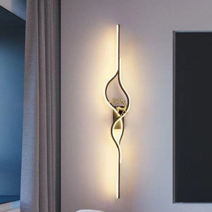 Contemporary Nordic Aluminum Zinc Alloy Iron Silica Strip Deer Grille LED Wall Sconce Lamp For Living Room