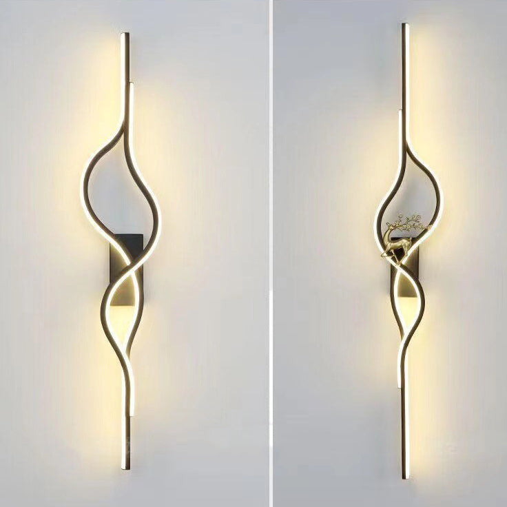 Contemporary Nordic Aluminum Zinc Alloy Iron Silica Strip Deer Grille LED Wall Sconce Lamp For Living Room