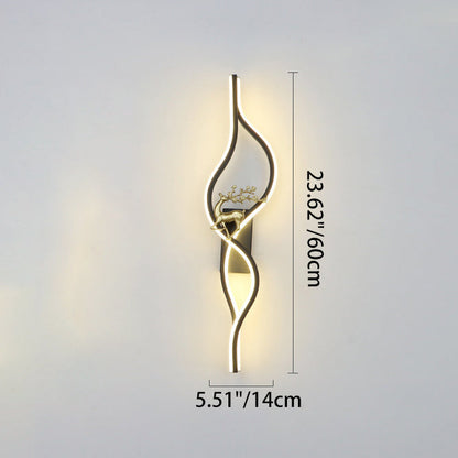 Contemporary Nordic Aluminum Zinc Alloy Iron Silica Strip Deer Grille LED Wall Sconce Lamp For Living Room