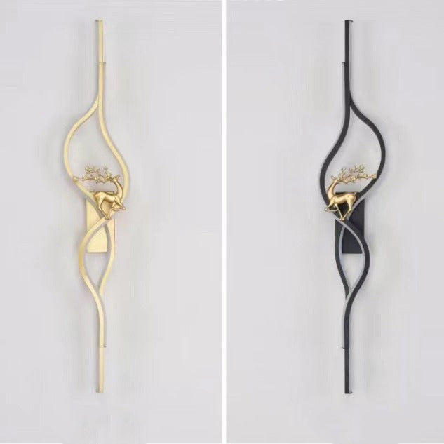Contemporary Nordic Aluminum Zinc Alloy Iron Silica Strip Deer Grille LED Wall Sconce Lamp For Living Room