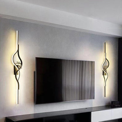 Contemporary Nordic Aluminum Zinc Alloy Iron Silica Strip Deer Grille LED Wall Sconce Lamp For Living Room