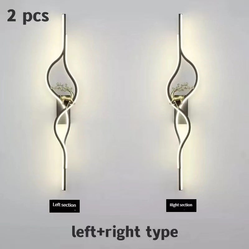 Contemporary Nordic Aluminum Zinc Alloy Iron Silica Strip Deer Grille LED Wall Sconce Lamp For Living Room